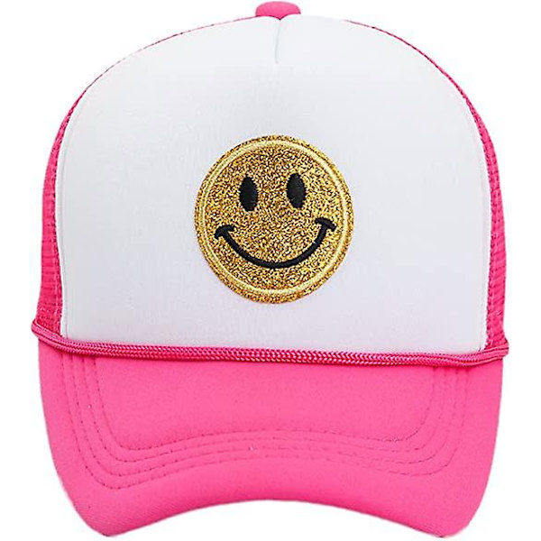 Unisex Baseballkeps Smiley, Gul Glitter Smiley Ansikte Tryckt Broderad Lastbilkeps