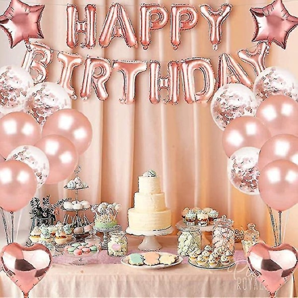 Rose Gold Birthday Party Decorations Kits Set For Kid, Adults, Boys And Girls