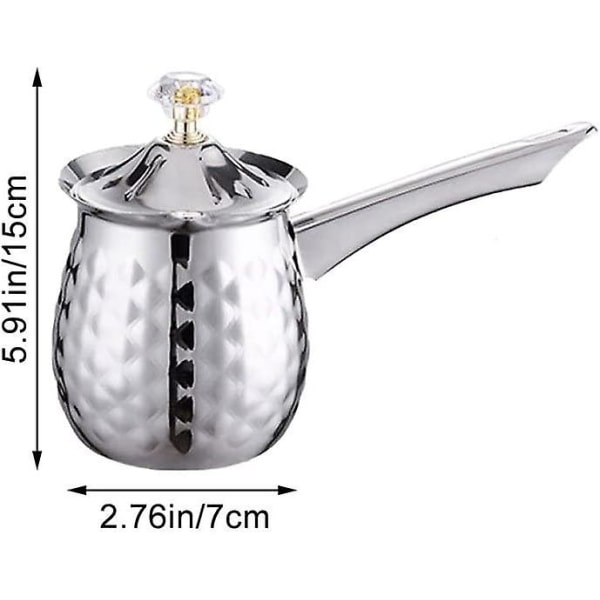 Tyrkisk Kaffe Potte Rustfrit Stål Langt Håndtag Cezve Kaffe Potte Mælk Smør Smeltekande 600 Sølv
