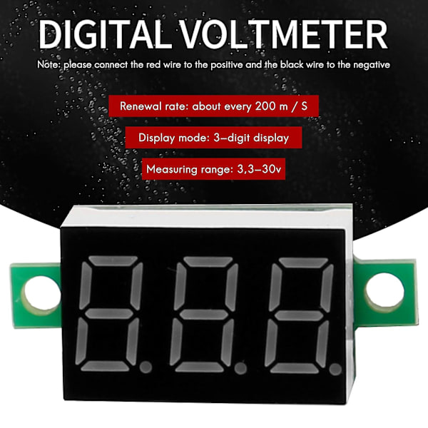 Mini Digital Voltmeter LED Spændingsdisplay Panel Meter 3.3-30v Grøn LED