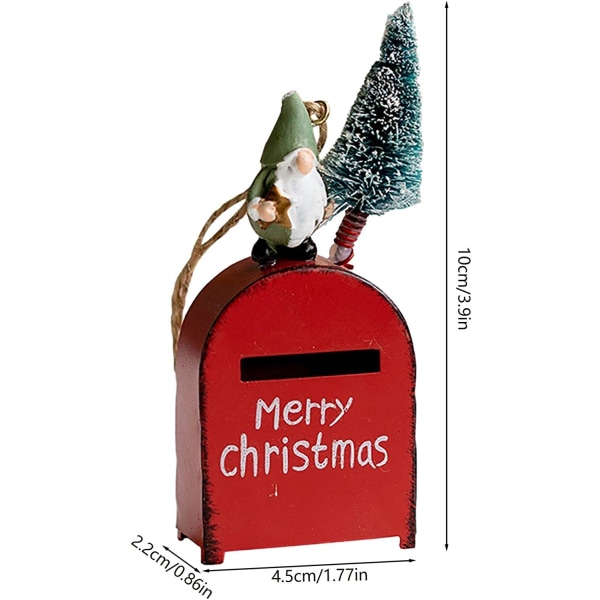 Julenissekortholder - rustikk konvoluttboks metallkortholder for hjemmeinnredning, liten kortholder for kortkonvolutter, bursdag, konfirmasjonsfest (rød) red