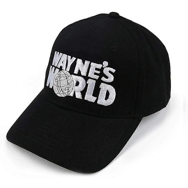 Baseballkasket, Wayne's World Broderet, Unisex Voksen Casual Kasket - Sort
