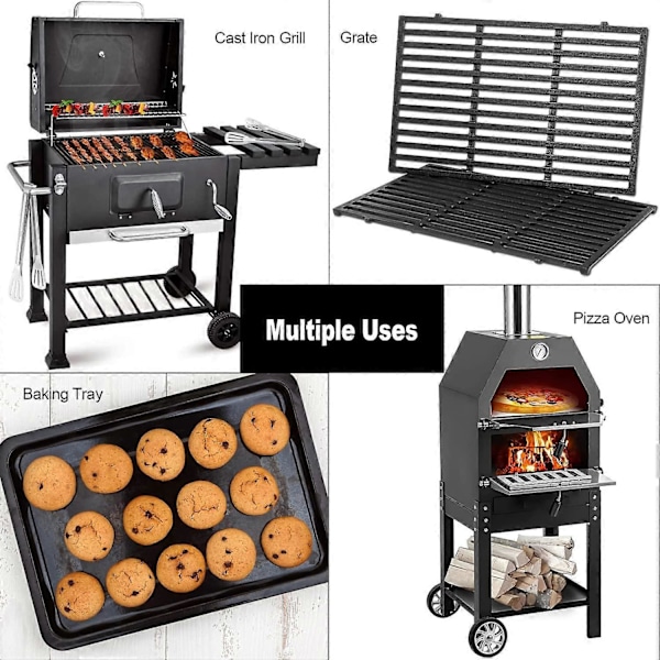 Grillbørste for rengjøring av griller, 3-i-1 metallrengjøringsbørste med skrape i rustfritt stål, 45 cm