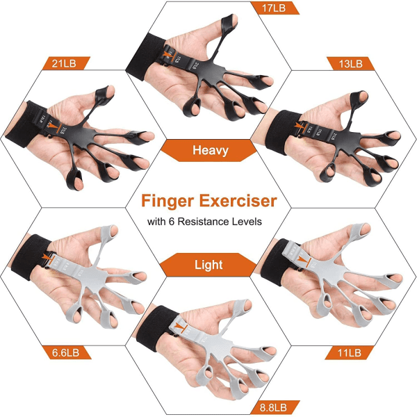 Fingerstärkare, greppstyrketränare, fingertränare med 6 motståndsnivåer, handstärkare för patientens styrketräning