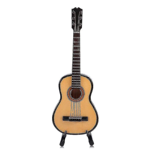 Mini Miniatyr Trä Akustisk Gitarr Musikinstrument