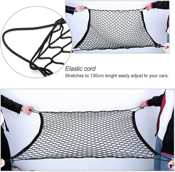 Nuoshen Bil Lastnet, Justerbart Elastisk Organizer Net, Nylon Bagagerumsnet, Universal Pasform (27,5'' X 27,5'')