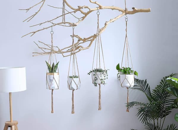 Macrame Hängkorg, 3 st Bomullsrep Hängkorg Växtkorg Hållare (122 cm)