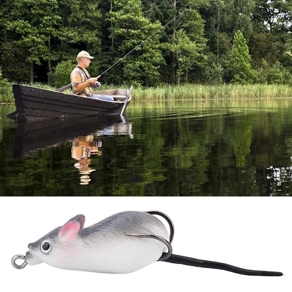 Kunstig Agnsmus Blød Fiskeri Lokke Dobbelt Krog Tackle Tilbehør (grå)