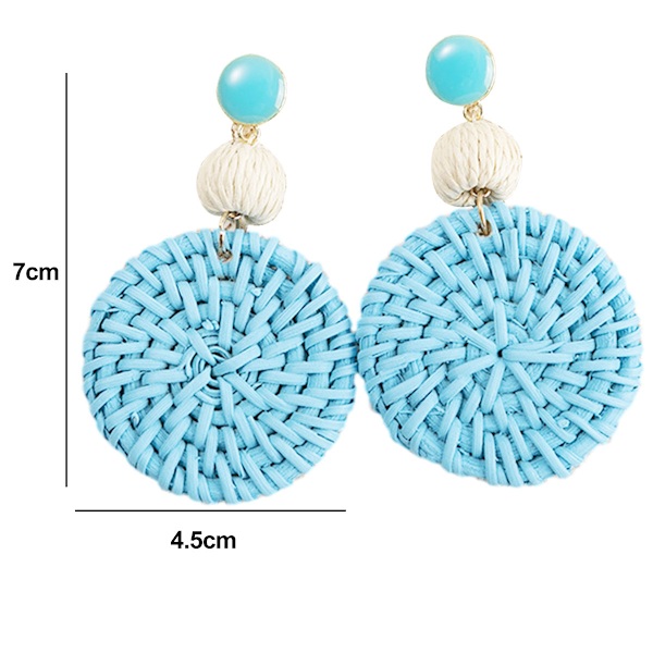 Ukendt Kvinde Boho Raffia Resort Strand Øreringe sky blue