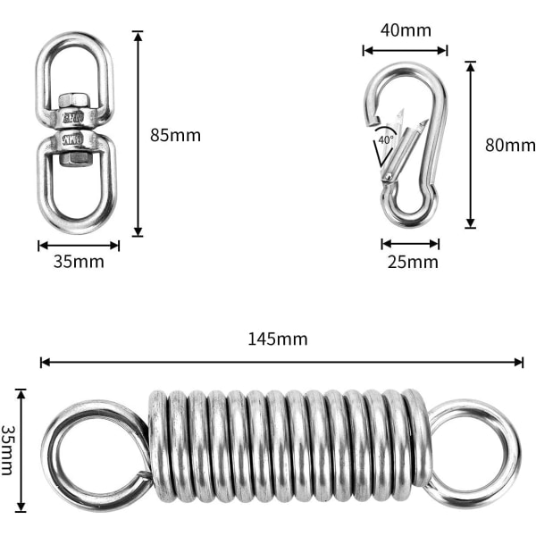 Zhedian Fjäderstol, Svängbara Stål Fjädrar med 2 Karabiner