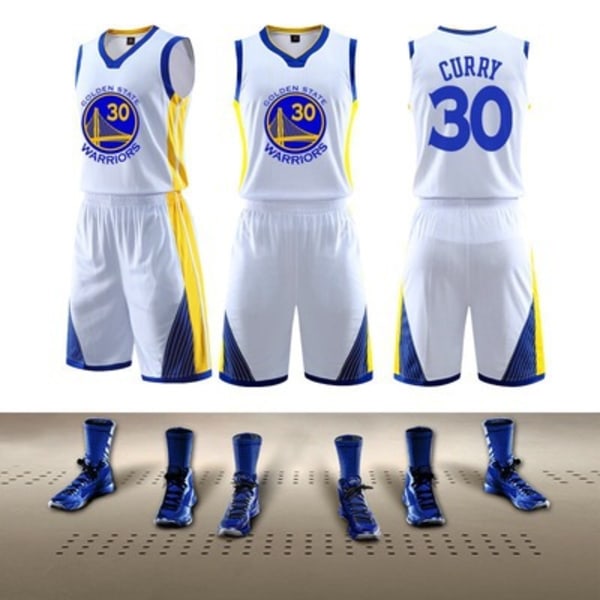 NBA 22/23 Warriors # 30 Sleeveless Sweatshirt Barnas Voksen Basketball Jersey Set Children (120-130cm)