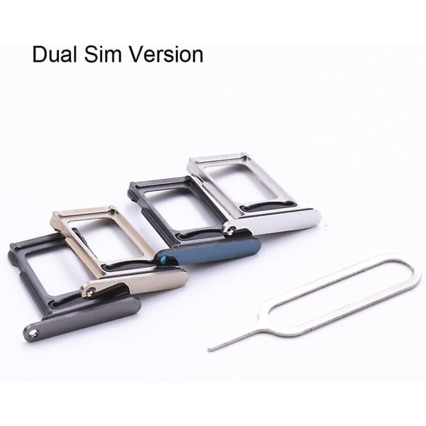 Dubbla SIM-kortfack kompatibel med iPhone 12 Pro 6,1 tum / 12 Pro Max 6,7 tum svart med 2 utmatningsverktyg (dubbel version, svart)
