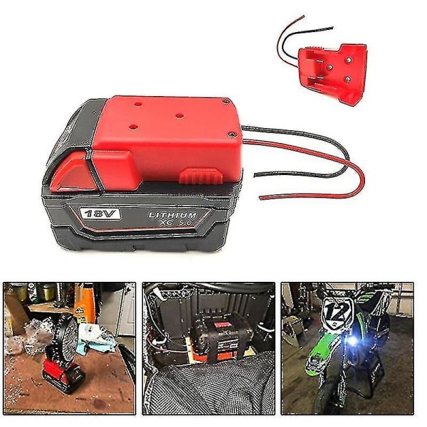 Batteriadapter för Milwaukee M18 Xc 18v till Dock Power 2-trådsutgång DIY