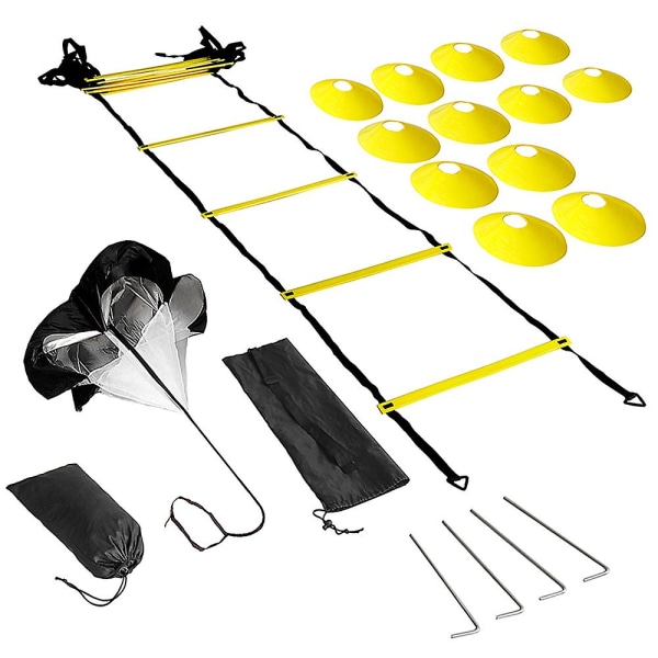 Hastighets- och smidighetsträningskit Agility Ladder Fotbollsladder med 12 steg, 12 koner och 4 pinnar Fotbollsträningsutrustning Hastighets- och smidighetsträning