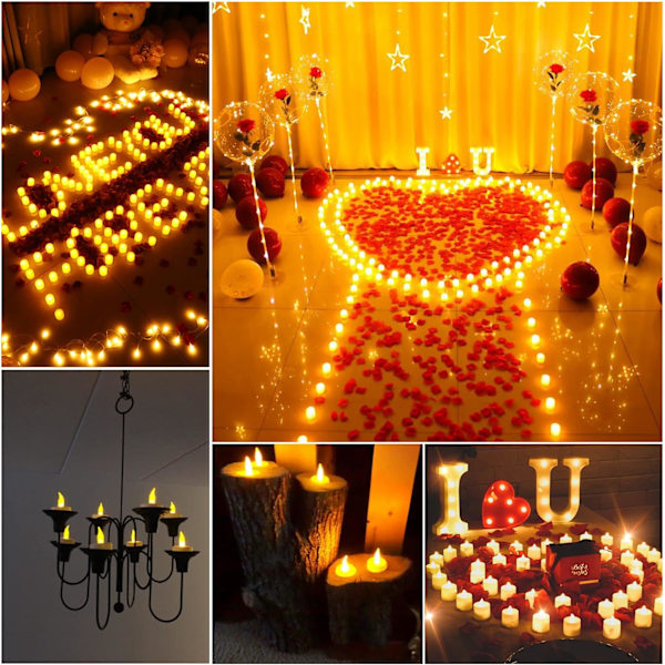 Tealights, [39 stk] Realistiske og lyse batteridrevne flimrende telys, falske stearinlys i varm gul, perfekt til dekorasjon