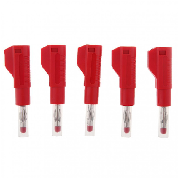 5 stk. 4 mm banan stik til testprober, instrument, måler, stik, rød