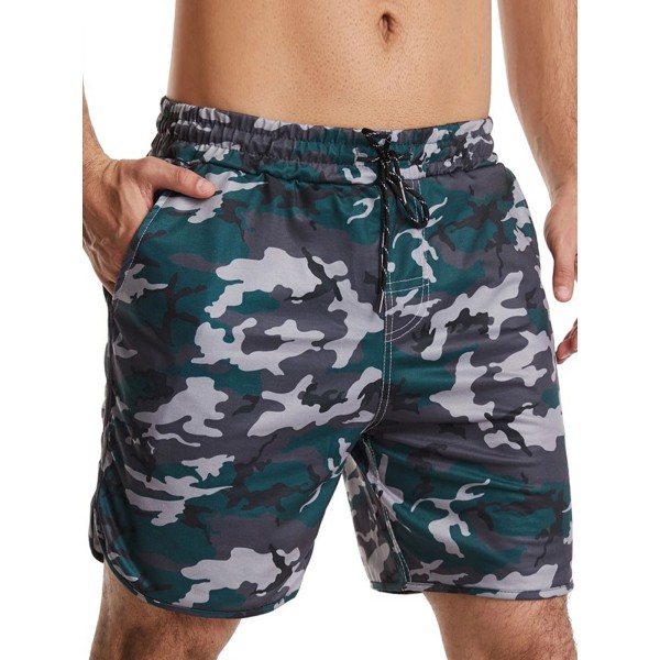 Snabbtorka badbyxor med dragsko för män Sommarbadkläder Beachwea Army Green European Size-XXL