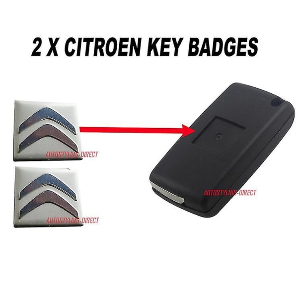 2 X 15mm Citroen Key Badge Emblem Logo Sticker For 2 Or 3 Button Fob Case