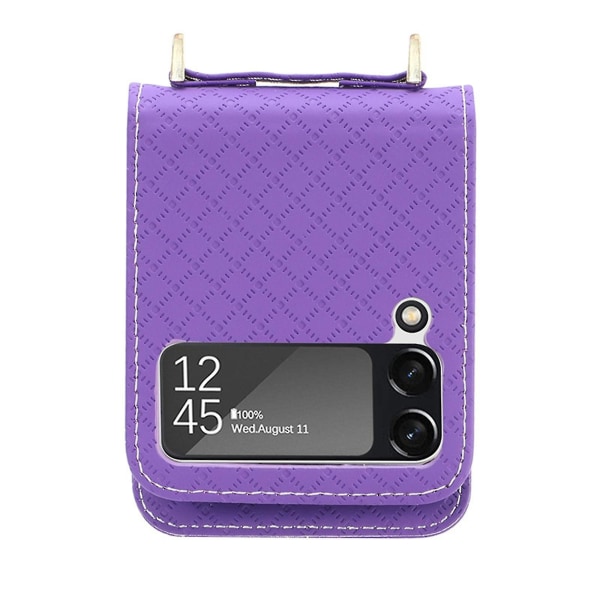 Lanyard Case kompatibelt Samsung Galaxy Z Flip 3 Z Flip 4 med korthållare Stötsäker Crossbody Purple