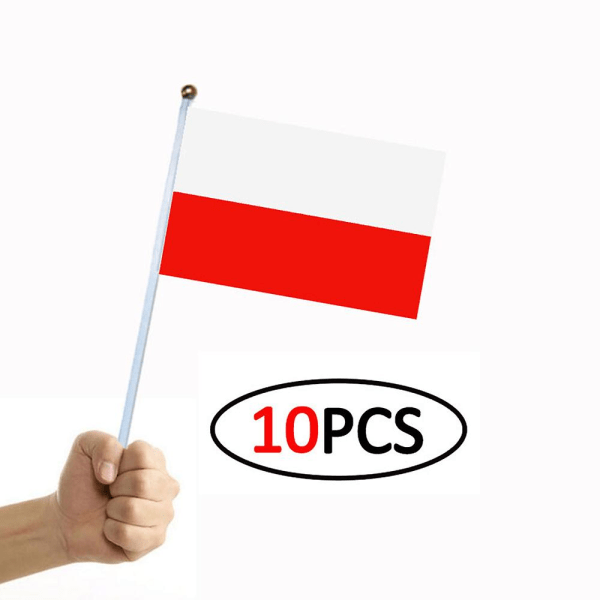 10st/ set Polen Handflagga Banner Handhållen Plaststolpe The