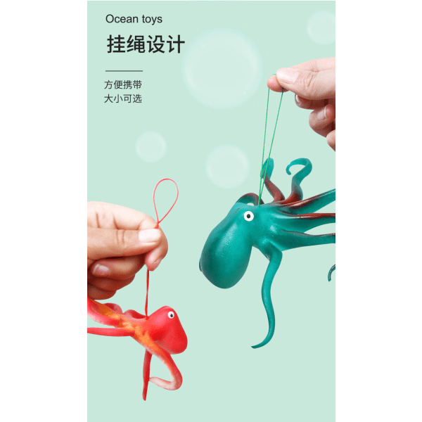 4 stycken gummibläckfiskfigurer Ocean Octopus Realistisk plastsquish