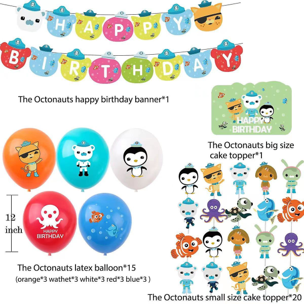 34stk The Octonauts Balloon Kit Party Latex Balloons With Banner Cake Toppers