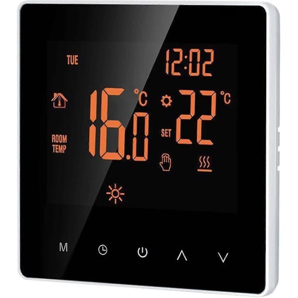 Smart termostat, programmerbar digital rumstermostat med LCD-pekskärm och kontrollapp, elektrisk väggtermostat med intern sensor/golvsensor