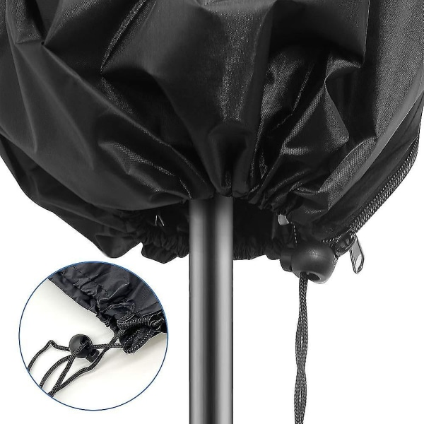 Aurinkovarjon cover, vedenpitävä, tuulenpitävä, raskas repeytymisenkestävä Oxford-kangas, erittäin suuri uloke sateenvarjon cover vetoketjulla (265 x 40/70 / 50 cm) - musta