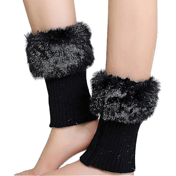 Dame Leg Warmer Gaiter Kort Pels Leg Warmer Hold Anklene Varme For Vinter