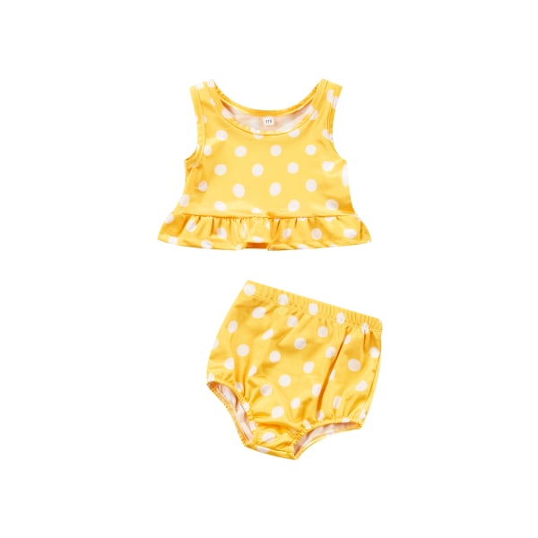 Toddler Barn Badkläder Baby Flickor Tankini Bikini Set Baddräkt Baddräkt S Polka dot printing 110CM