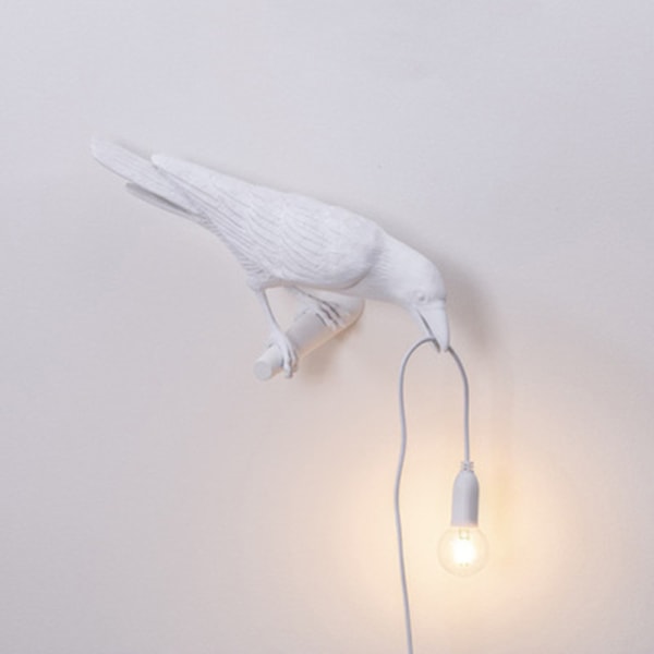 Seletti Bird Modern Italian Vegglampe Svart Hvit Resin Light white left
