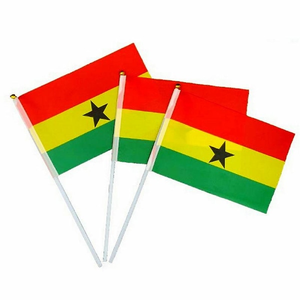 Zxz 100 st Ghana handviftande flaggor 14*21cm polyester