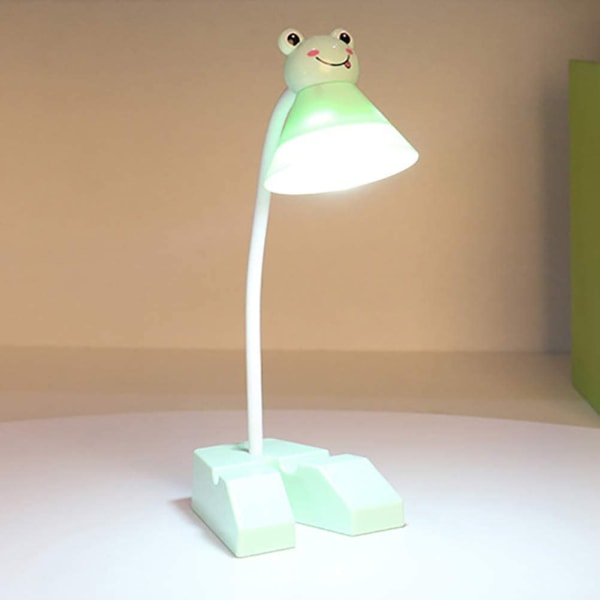 Bordnatlampe til soveværelse, mini børn tegneserie foldbar LED-bordslampe USB-opladningslampe Læseøjenbeskyttelseslampe til børn (Grøn frø)