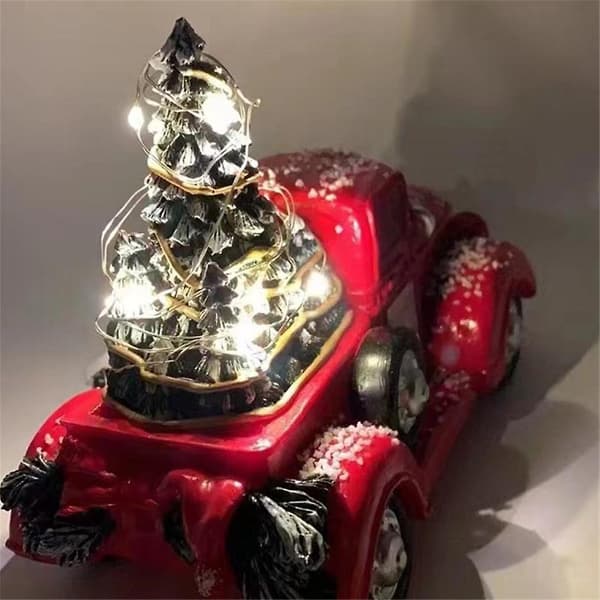 Rustikk julelastebildekorasjon i bondehus-stil, innendørs julepynt i harpiks