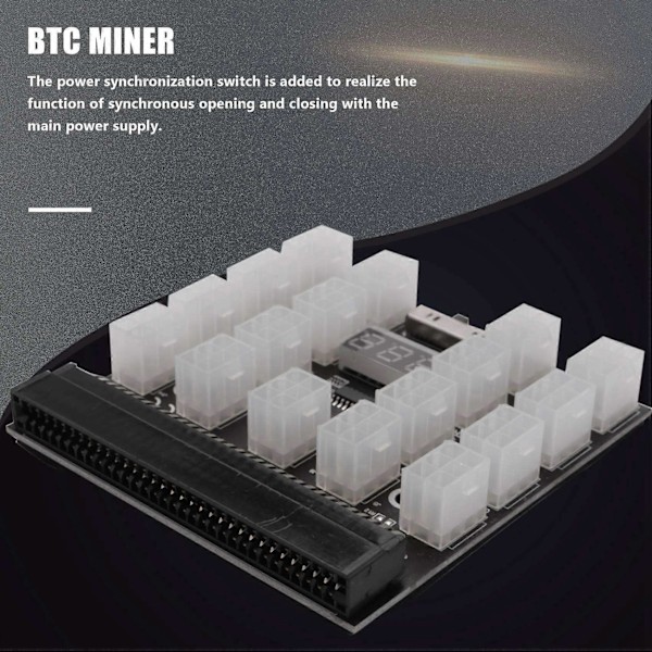Breakout Board 17 Port 6Pin LED Display Strømmodul Serverkort Adapter til 1200W 750W PSU GPU Miner Mining BTC ETH