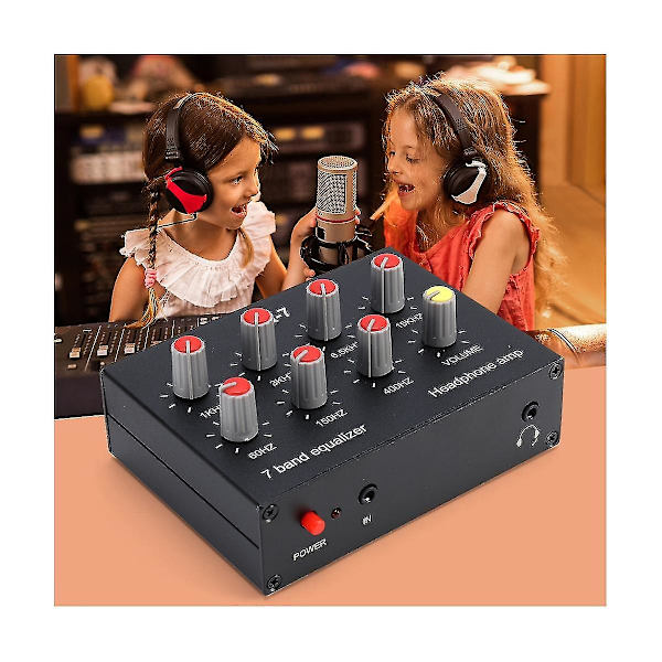 Eq-7 bilstereo headsetforsterker 7-bånds Eq Equalizer 2 Chann