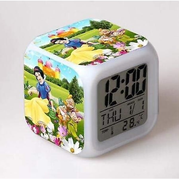 Väckarklocka LED Färgglatt ljus Digitala väckarklockor Termometer reloj despertador Barn Flickor Festpresenter Julleksaker (Färg: Svart)