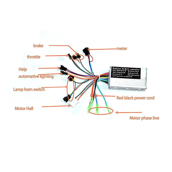 1 stk. 36v 17a 250w 350w motorstyring E-bike børsteløs hastighedsstyring og S866 LCD-display,con