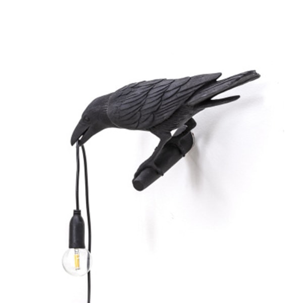 Seletti Bird Modern Italiensk Vägglampa Svart Vit Resin Light black right