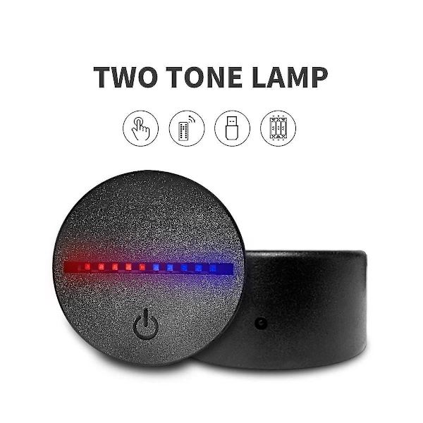 3d LED nattlyslampe base to-tone 7 farger LED lampe base med fjernkontroll USB-kabel for akryl og