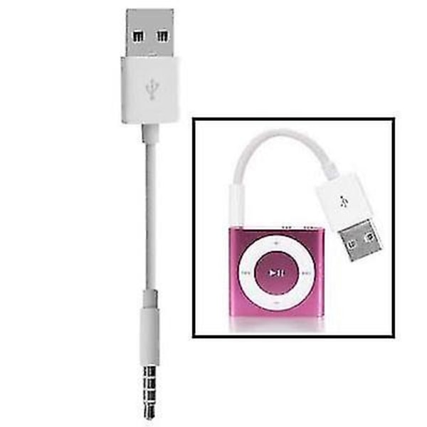 Usb til 3,5 mm jacks datakabel og opladningskabel til Ipod Shuffle 1., 2., 3., 4., 5. og 6. generation, længde: 10 cm (hvid)