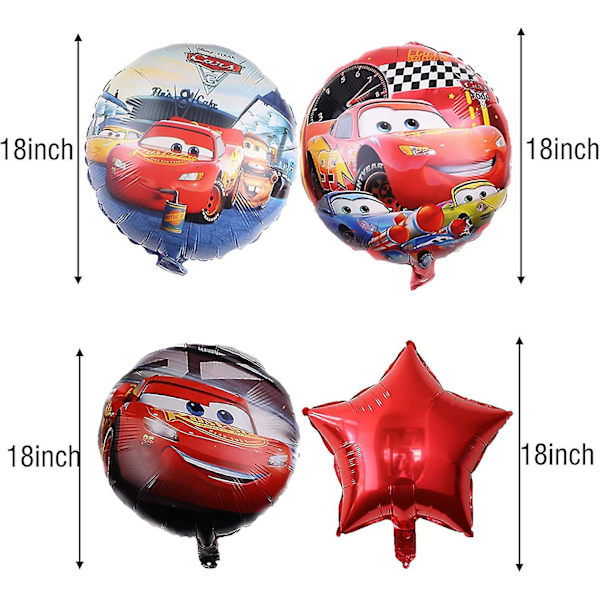 Kryp 7 stk Biler Lyn McQueen Folieballonger For Gutter Bursdag Baby Shower Racing Bil Temafest Dekorasjoner
