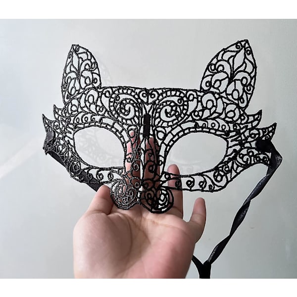 Cool Cat Maskerad Mask, Kvinnors Katt Mask Söta Venetianska Spets Mask För Halloween