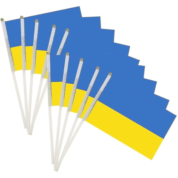 100 stk. Ukrainske Håndflag, 8,2 x 5,5 tommer Ukrainsk Flag, Ukrainsk Holdende Flag