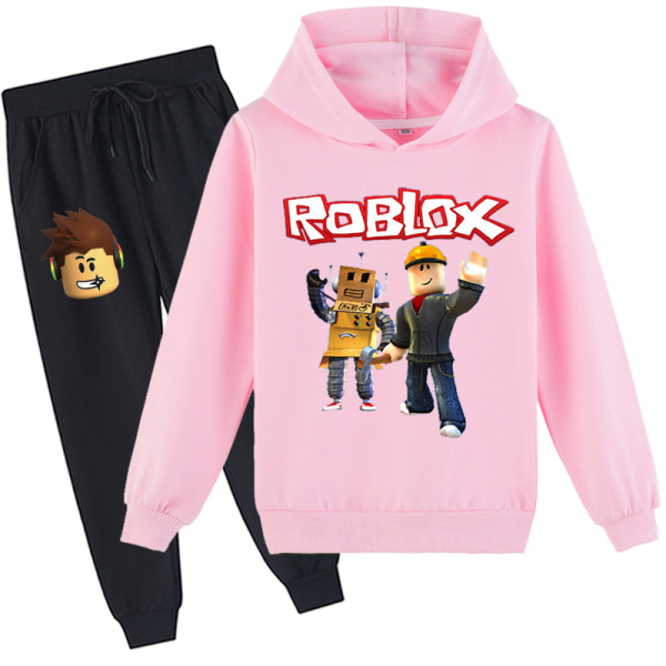 Roblox hættetrøjetøj Termisk hættetrøje til børn Roblox hættetrøjesæt med tryk pink 110cm