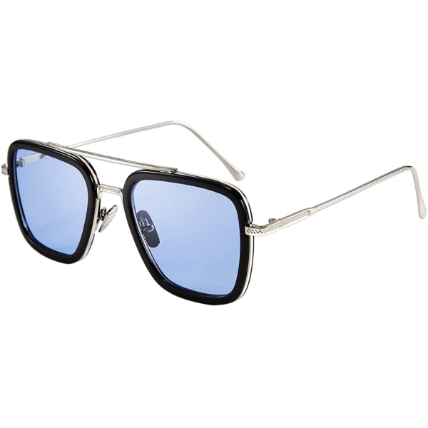 Solglasögon Vintage fyrkantig metallram Glasögon för män kvinnor - Retro Iron Man och Spider-Man Solglasögon Nerd Glasögon Fyrkantiga glasögon-51MM Linsbredd