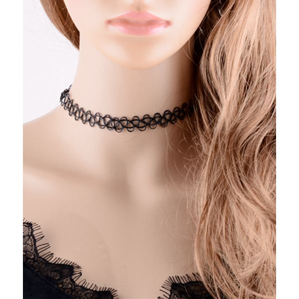 2-pakning choker-halsbånd - One Size Black and White Box Red One Size