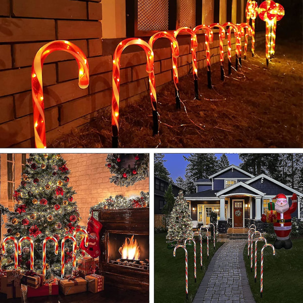 Christmas Cane Lights, 10 stycken Led Christmas Candy Cane Path Marker Lights Belysning för inomhus och utomhus dekoration ljus