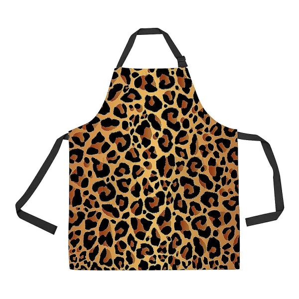 Leopard Pattern Apron Home Kitchen Apron With Pockets