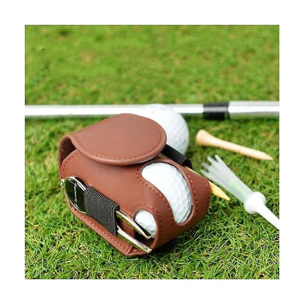 2 stk. Golf Tee Taske Boldpose Mini Læder Golfbold Opbevaring